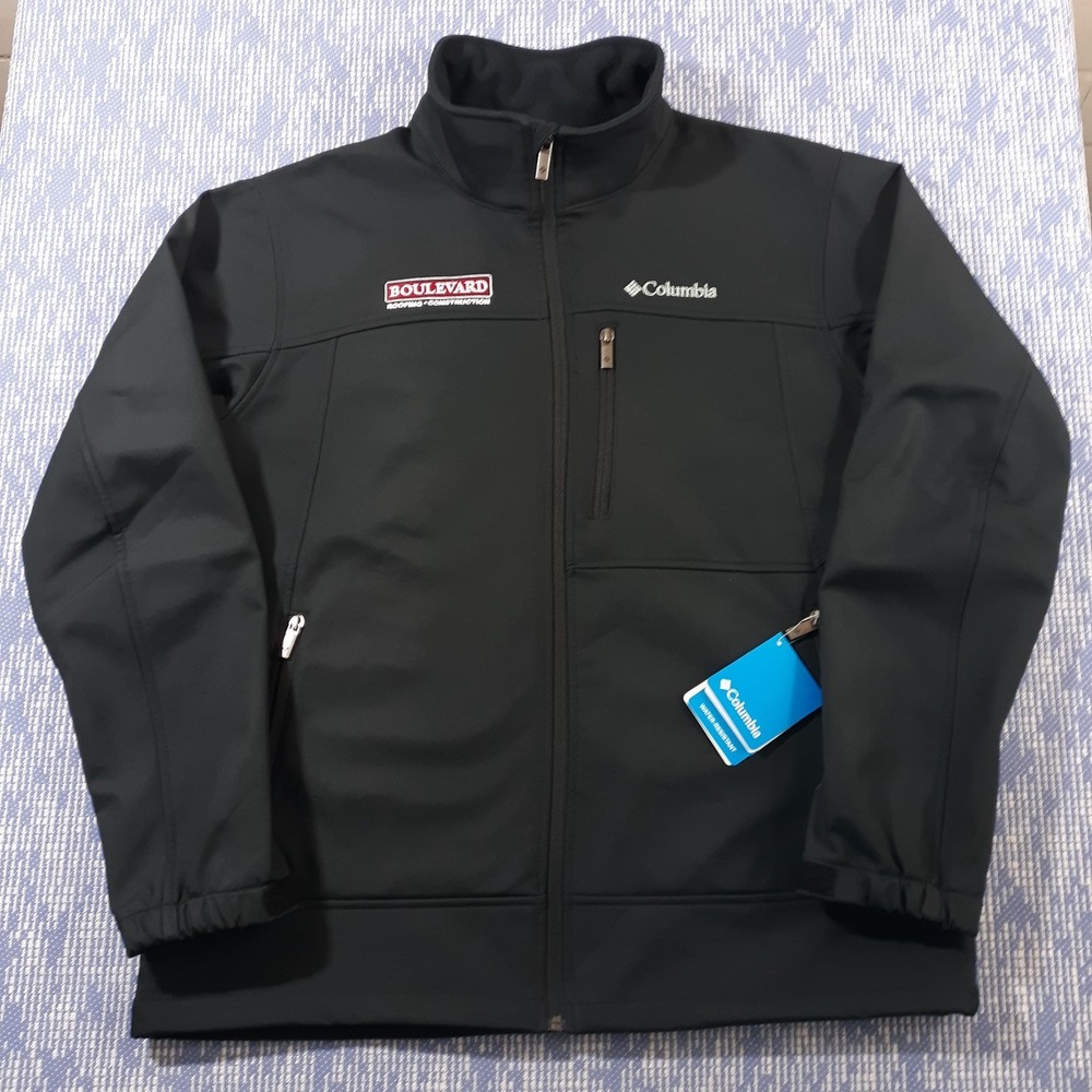 Columbia Smooth Spiral Softshell Jacket Mens L Black Full Zip Water Resistant